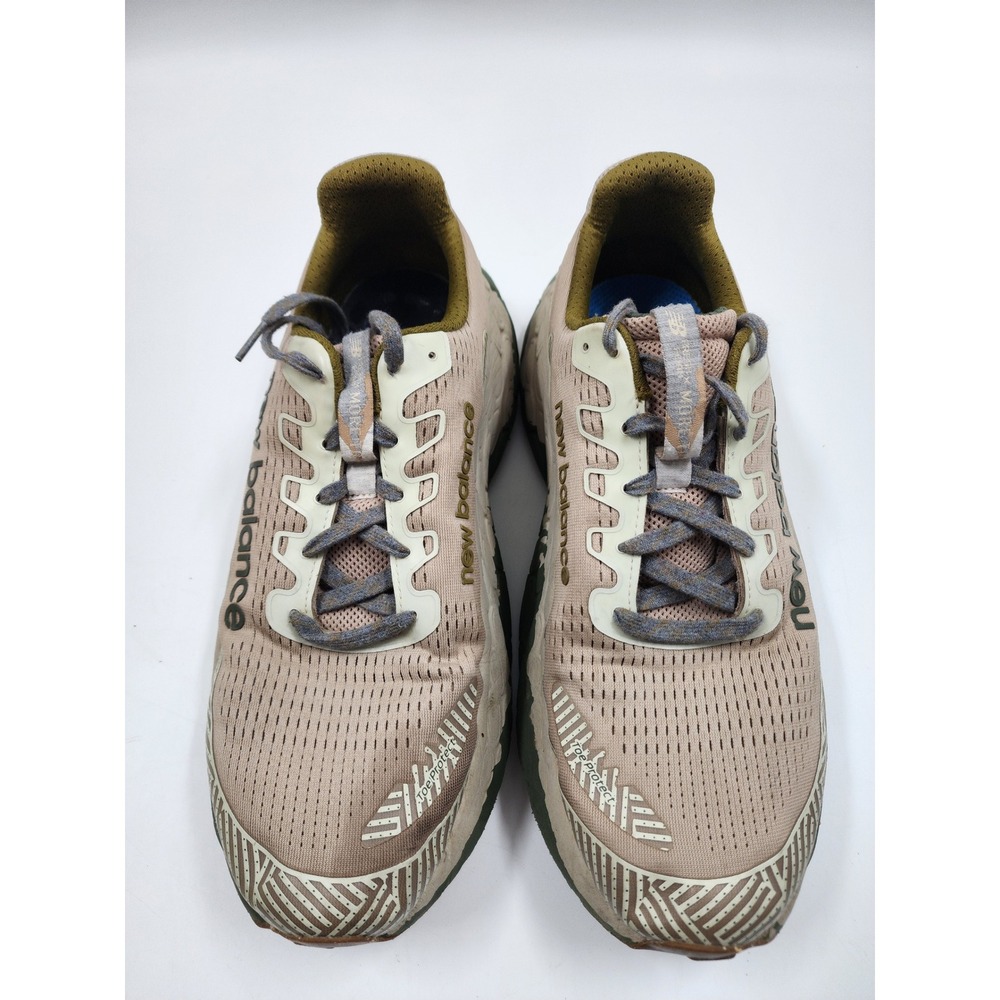 New Balance Fresh Foam More Trail v2 Tan Green Running Shoes Vibram Sole